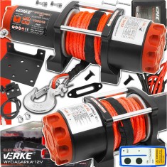 Troliu electric 12 V 195 A, tragere maxima 4500 l, capacitate ridicare 2040 Kg, lungime calbu 13 m, grosime cablu 5.5 mm, Verke
