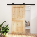 Cumpara ieftin Usa glisanta Natural si Negru 100 x 210 cm Lemn de Pin Solid