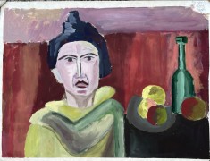 Tablou / lucrare BOLBOACĂ Adriana Renata, cca 70 x 50, acrilic pe carton subtire, stampila Universitatea de Arta Bucuresti pictor roman arta