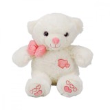 Ursulet de plus cu papion, Puffy Friends, Roz, 30 cm