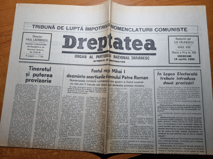 dreptatea 18 aprilie 1990-regele mihai dezminte asertiunile lui petre roman