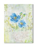 Tablou 3D cu flor pictat manuali, Poezia florilor albastre, 40x30cm acril pe panza in cutit, Kenny Varniote