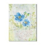 Tablou 3D cu flor pictat manuali, Poezia florilor albastre, 40x30cm acril pe panza in cutit, Kenny Varniote