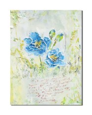 Tablou 3D cu flor pictat manuali, Poezia florilor albastre, 40x30cm acril pe panza in cutit, Kenny Varniote foto