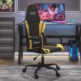 Cumpara ieftin Scaun de gaming de masaj, negru și auriu, piele ecologică