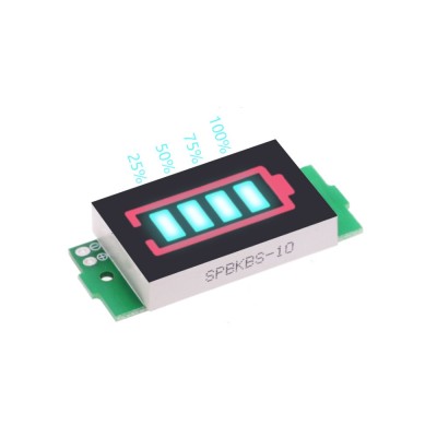 Voltmetru LED 3-34V pentru acumulatori Litiu albastru foto
