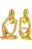 Cumpara ieftin Ornamente sculptură aurie G&acirc;nditorul, 2 bucăți
