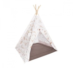 Cort de joaca Boho, saltea impermeabila inclusa, 4 perne, Indian Teepee din Bumbac, BabySteps foto
