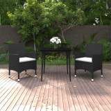 VidaXL Set mobilier de grădină cu perne, 3 buc., poliratan și sticlă