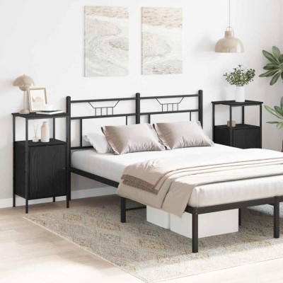 vidaXL Dulap de noapte 2 pcs Stejar negru 41 x 31 x 80 cm foto