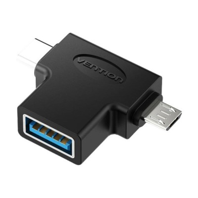 Adaptor pentru Android, Type-C, USB 3.0, Micro-USB, 5Gbps, Plug and Play - Vention (CDIB0) -Black foto