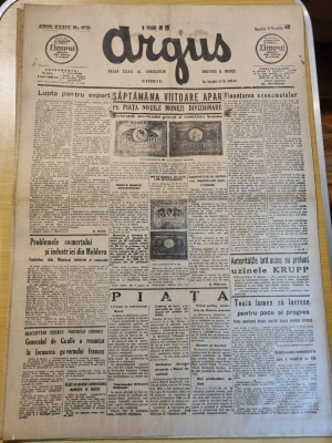 ziarul argus 18 noiembrie 1945-aparitia noilor bacnote si monezi,art. cernavoda foto