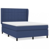 Cumpara ieftin Pat box spring cu saltea, albastru, 140x200 cm, textil