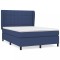 Pat box spring cu saltea, albastru, 140x200 cm, textil