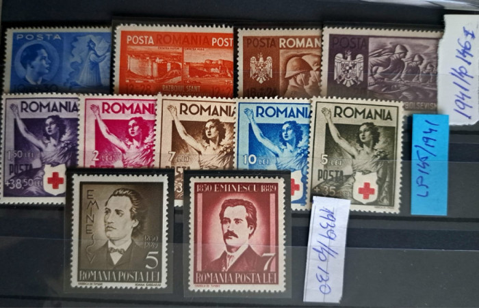 TIMBRE ROMANIA MNH LP130/1939;L.P.145/1941;LP146 I/1941- Serii simple