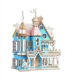 Set de Construit din Lemn, Macheta 3D, Copii si Adulti, 175 piese, Castelul din Povesti, 8+ ani