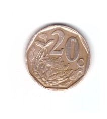 Moneda Africa de Sud 20 cents/centi 1997, stare buna, curata