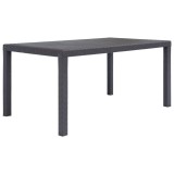 Cumpara ieftin Masă de grădină, maro, 150x90x72 cm, plastic, aspect ratan