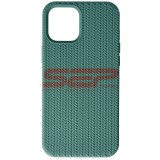 Husa Silicon Woven Texture Midnight Green pentru Apple iPhone 12 Pro Max
