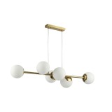 Lustra suspendata, 6xE27, abajur 120 mm, inaltime 80 cm, maxim 35W, metal si sticla mata, pentru spatii interioare