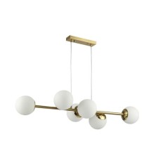 Lustra suspendata, 6xE27, abajur 120 mm, inaltime 80 cm, maxim 35W, metal si sticla mata, pentru spatii interioare