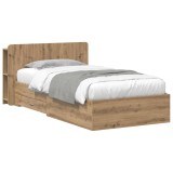vidaXL Cadru de pat cu depozitare Stejar Artizanal 100 x 200 cm 3433717