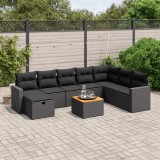 Cumpara ieftin Gossi set mobilier de gradina cu perne, 9 piese, negru, poliratan