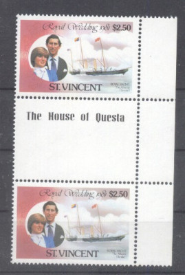 St. Vincent 1981 Diana &amp;amp; Charles, Royal Wedding 1981, pair, MNH G.158 foto