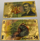 50 LEI 2005 (REPLICA/REPRODUCERE) POLIMER (PLASTIC) PLACATA CU AUR DE 24K