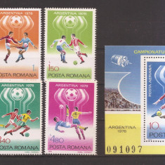 ROMÂNIA 1978, LP 954,955 - CAMPIONATUL MONDIAL DE FOTBAL DIN ARGENTINA, MNH