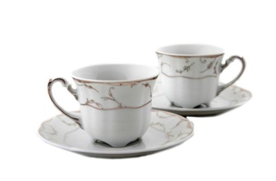 Serviciu cafea portelan, VIVIEN decor ARGINT,6 persoane, 100 ml - VAC 100 foto