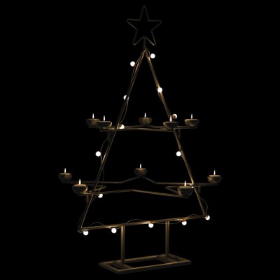 Brad de Crăciun din metal pentru decor, negru, 75 cm foto