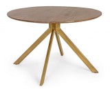Cumpara ieftin Masa blat lemn maro picioare otel auriu Sherman 120x76 cm