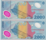 ROMANIA 2 x 2000 lei 1999 UNC Eclipsa consecutive