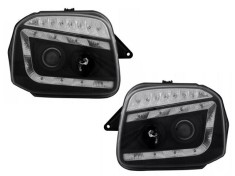 Set faruri Suzuki Jimny (Fj), 09.1998-12.2018, partea Stanga+Dreapta, Tuning, Fata, cu lentile; H1+H3; manual/electric; negru; tuning; fara omologare