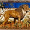 Regele Leu - carpetă persană originala vintage 177 x 122 cm, produsă din mătase naturală