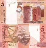 Bancnota Belarus 5 Ruble 2009 UNC, Europa, Numismatica - Necirculata