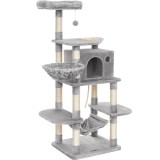 FEANDREA Ansamblu de joaca pentru pisici, tip copac, cu culcus si ascunzatoare, 55x50x164cm, gri deschis Household NewTrend