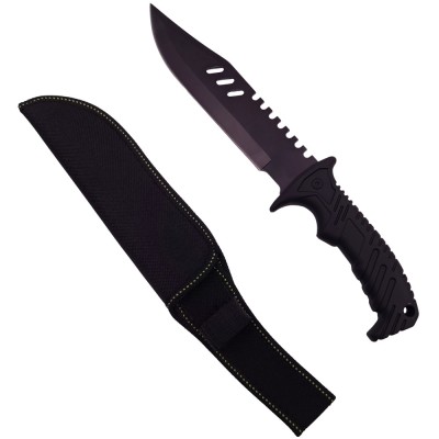 Cutit de vanatoare IdeallStore&amp;reg;, Tactical Rambo, 32 cm, negru, teaca inclusa foto