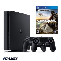 Consola Sony Playstation 4 Slim Ps4 500gb + Doua Controllere + Tom Clancy&amp;#x2019;s Ghost Recon Wildlands PlayStation 4, Second-Hand