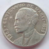 Cuba 25 centavos 1953 argint 900 Centenario de Marti, America Centrala si de Sud