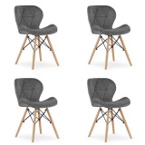 Set 4 scaune stil scandinav, Artool, Lago Velvet, catifea, lemn, gri, 48x52.5x74 cm