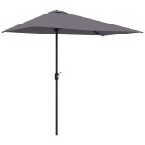 Outsunny Copertină de Perete Semicirculară Gri, cu Manivelă, Design Spațiu-Eficient pentru Terasă și Grădină, &Phi;270x245cm | Aosom Romania