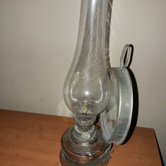 LAMPA PE GAZ/PETROL Veche,functionala,Cu oglinda,originala,doar testata,T.Sigur