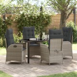 Gossi set de dining 5 piese pentru gradina cu perne gri deschis poliratan