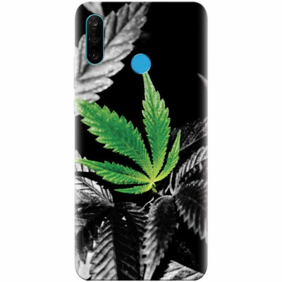 Husa silicon pentru Huawei P30 Lite, Trippy Pot Leaf Green foto