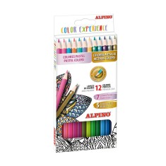 Creioane Colorate, Cutie Carton, 12 Culori/set (7 Pastel + 5 Metalizate), Alpino Color Experience foto