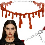 Colier Halloween tip choker rosu cu efect de sange, reglabil