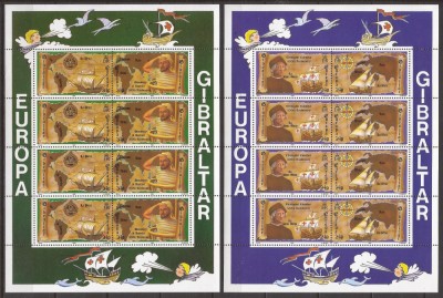 GIBRALTAR 1992 NAVIGATIE CORABII C. COLUMB ( 2 blocuri dt. ) MNH foto