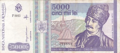 ROMANIA 5.000 lei 1993 VF!!! foto